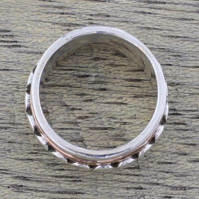 Alternate image for Sterling Silver Copper and Brass Spinner Ring from India Paved Road