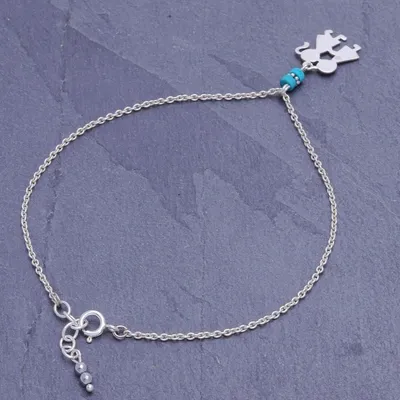 Alternate image for Hematite and Sterling Silver Charm Anklet Playground Love