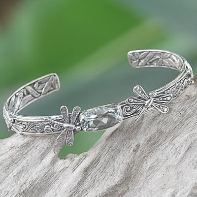 Alternate image for Balinese Sterling Silver and Prasiolite Dragonfly Bracelet Amid the Dragonflies