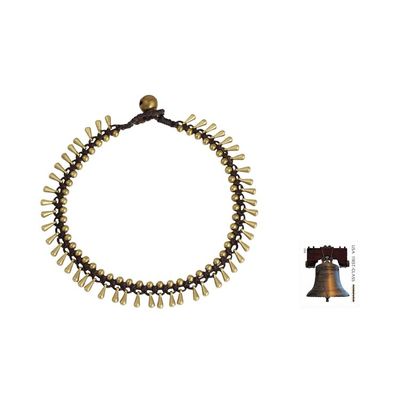 Alternate image for Handmade Hill Tribe Brass Beaded Anklet Sweet Charm