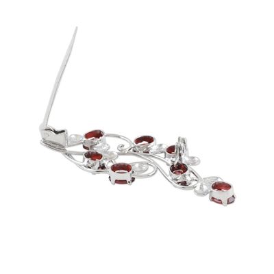 Alternate image for Rhodium-Plated Sterling Silver Garnet Brooch Eternal Dream