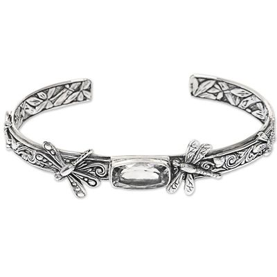 Alternate image for Balinese Sterling Silver and Prasiolite Dragonfly Bracelet Amid the Dragonflies