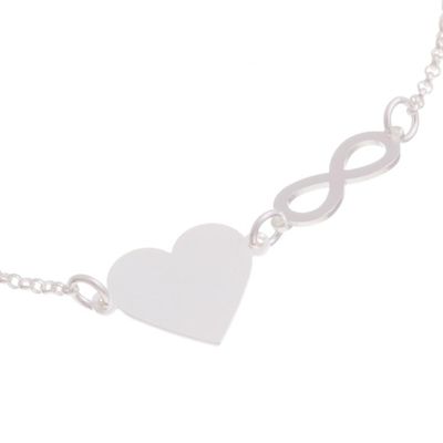Alternate image for Sterling Silver Infinity Heart Anklet from Peru Love Infinite