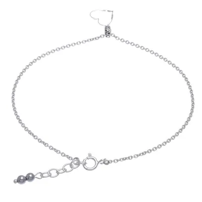 Alternate image for Thai Handmade Sterling Silver and Hematite Charm Anklet Your Love