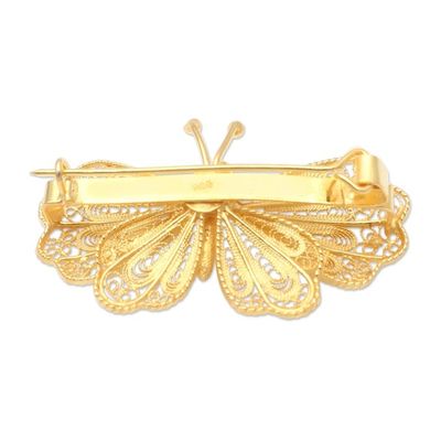Alternate image for Gold-Plated Sterling Silver Butterfly Brooch Butterfly Radiance