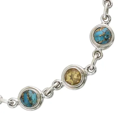 Alternate image for Citrine and Composite Turquoise Link Bracelet from India Seashore Radiance