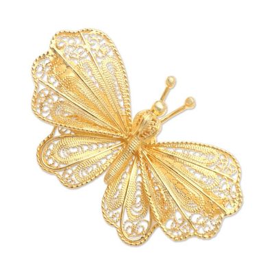 Alternate image for Gold-Plated Sterling Silver Butterfly Brooch Butterfly Radiance