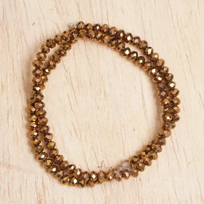 Alternate image for Eco-Friendly Golden Recycled Glass Beaded Anklets Pair Victorious Glamour