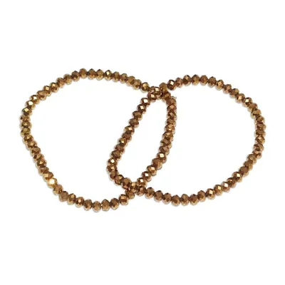 Alternate image for Eco-Friendly Golden Recycled Glass Beaded Anklets Pair Victorious Glamour