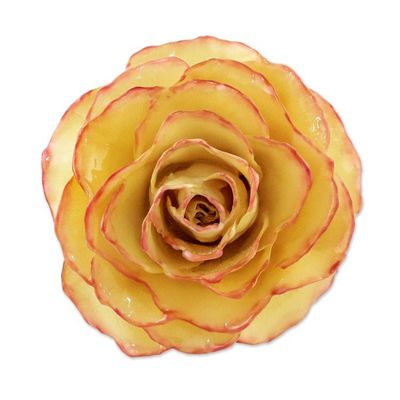 Alternate image for Artisan Crafted Natural Rose Brooch from Thailand Rosy Mood