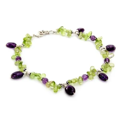 Alternate image for Peridot and amethyst anklet Forest Fiesta