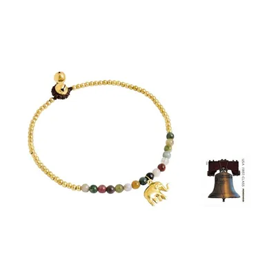 Alternate image for Elephant Charm Agate and Beaded Brass Anklet Stylish Elephant