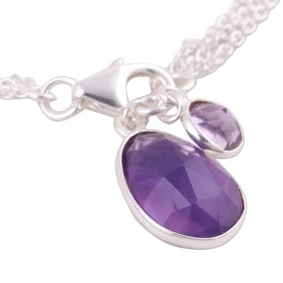 Alternate image for Amethyst and Sterling Silver Charm Bracelet from India Twinkling Harmony