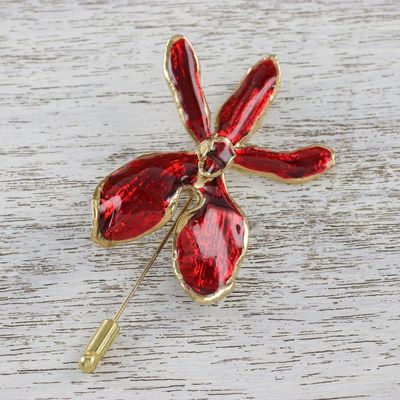 Alternate image for Gold Plated Natural Orchid and Gold Plated Brass Stickpin Chiang Mai Orchid