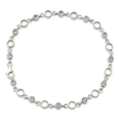 Alternate image for Link Style Anklet with Blue Topaz and Sterling SIlver Elegant Simplicity