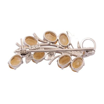 Alternate image for Rhodium Plated Sterling and Citrine Brooch Pin Brilliant Bouquet