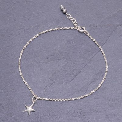 Alternate image for Sterling Silver Starfish Hematite Ankle Bracelet Sea Starfish