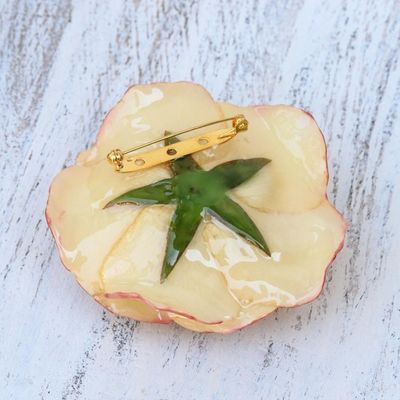 Alternate image for Artisan Crafted Natural Rose Brooch from Thailand Rosy Mood