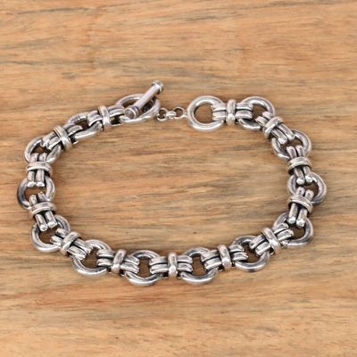 Alternate image for Mens Sterling Silver Link Bracelet Crafted in Bali Wanen Links