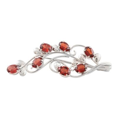 Alternate image for Rhodium-Plated Sterling Silver Garnet Brooch Eternal Dream