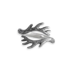 Image for Sterling Silver Antler Adjustable Ring on Hand Small Adjustable Antler Ring