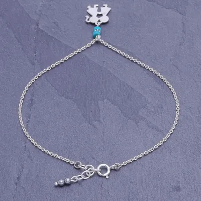 Alternate image for Hematite and Sterling Silver Charm Anklet Playground Love