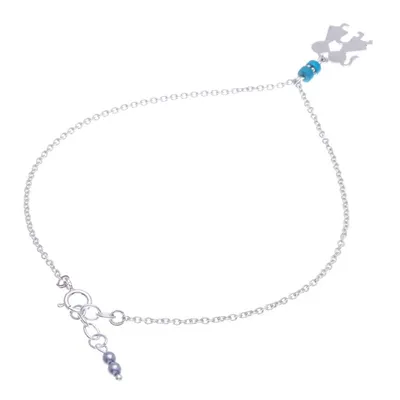 Alternate image for Hematite and Sterling Silver Charm Anklet Playground Love