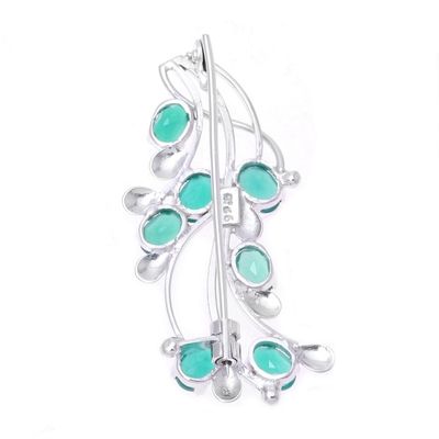 Alternate image for Artisan Crafted Green Onyx and Sterling Silver Brooch Pin Spellbound