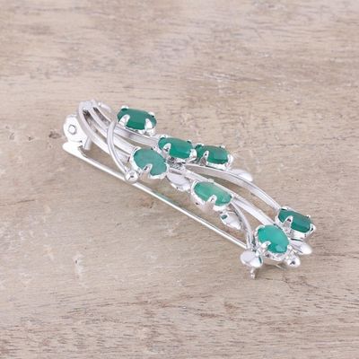 Alternate image for Artisan Crafted Green Onyx and Sterling Silver Brooch Pin Spellbound