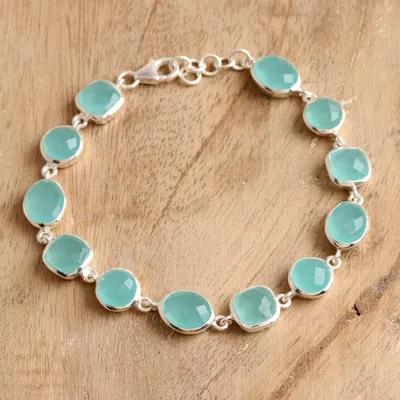 Alternate image for 31.5-Carat Aqua Blue Chalcedony Bracelet from India Dazzling Princess