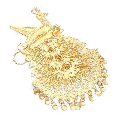 Alternate image for Gold-Plated Sterling Silver Peacock Brooch Peacock Charm