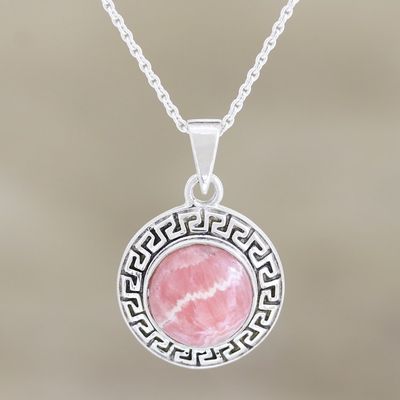 Alternate image for Sterling Silver and Pink Rhodochrosite Pendant Necklace Pretty in Pink