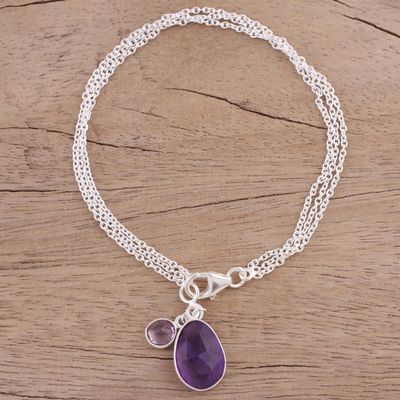 Alternate image for Amethyst and Sterling Silver Charm Bracelet from India Twinkling Harmony
