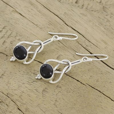 Alternate image for Modern Jewelry Sterling Silver and Onyx Earrings Vision Path