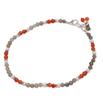 Alternate image for Labradorite and carnelian anklet Delhi Dusk