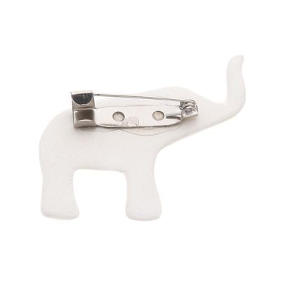 Alternate image for Hand Painted Elephant Brooch Pin with Flowers on White White Floral Elephant