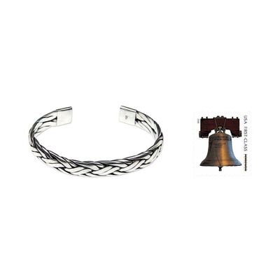 Alternate image for Braided Sterling Silver Cuff Bracelet from Bali Singaraja Weave