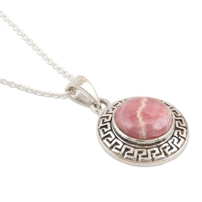 Alternate image for Sterling Silver and Pink Rhodochrosite Pendant Necklace Pretty in Pink