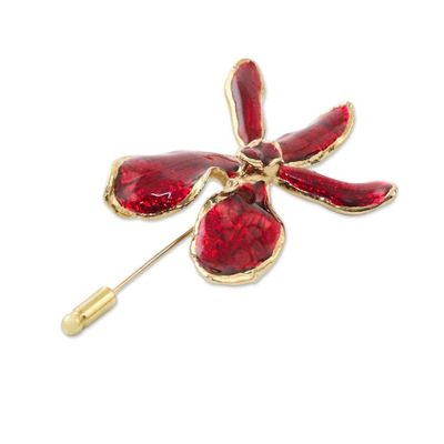 Alternate image for Gold Plated Natural Orchid and Gold Plated Brass Stickpin Chiang Mai Orchid