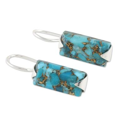 Alternate image for Composite Turquoise Drop Earrings from India Beautiful Blue