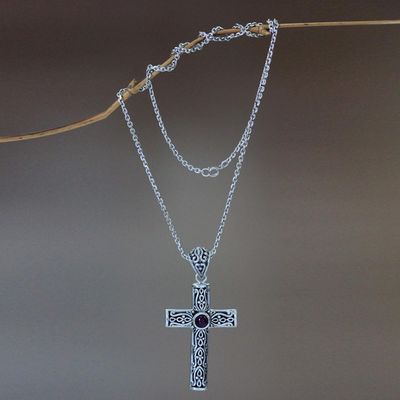 Alternate image for Amethyst cross necklace Christian Soul
