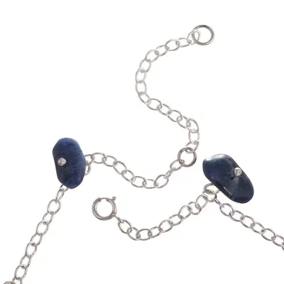 Alternate image for Sterling Silver Charm Anklet with Sodalite Stone from Peru Blue Sunny Days