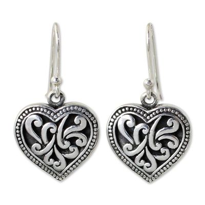 Alternate image for Handmade Romantic Sterling Silver Dangle Earrings Lighthearted Love