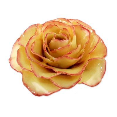 Alternate image for Artisan Crafted Natural Rose Brooch from Thailand Rosy Mood
