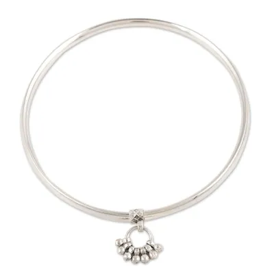Alternate image for Sterling Silver Anklet with Dangling Charm Crafted in India Exuberant Radiance