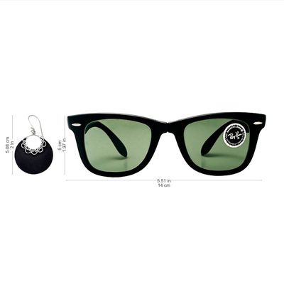 Alternate image for Sterling Silver and Lava Stone Crescent Earrings from Bali Crescent Lace