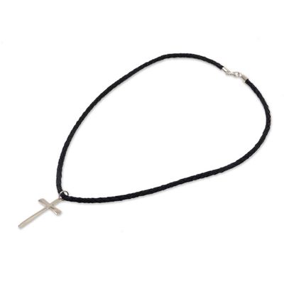 Alternate image for Mens Sterling Silver Cross Necklace  Holy Sacrifice