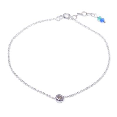 Alternate image for Blue and Green Quartz Sterling Silver Charm Anklet Promise of Peace