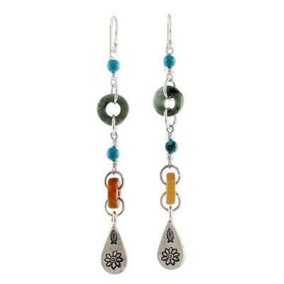 Alternate image for Beaded Dangle Earrings with Jade and Hill Tribe Silver Hill Tribe Adventure