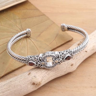 Alternate image for Sterling Silver and Garnet Cuff Bracelet from Bali Fiery Gate